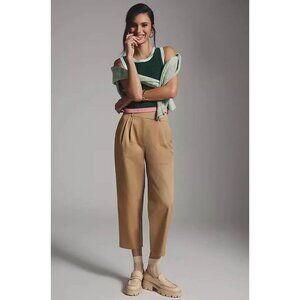 Anthropologie Exquise Lagenlook Barrel Leg Cotton Chino‎ Ankle Crop Pants Size S